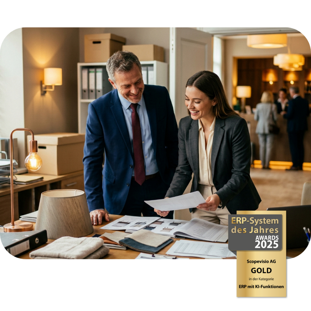 KI generiertes Bild von zwei Managern im Hotel