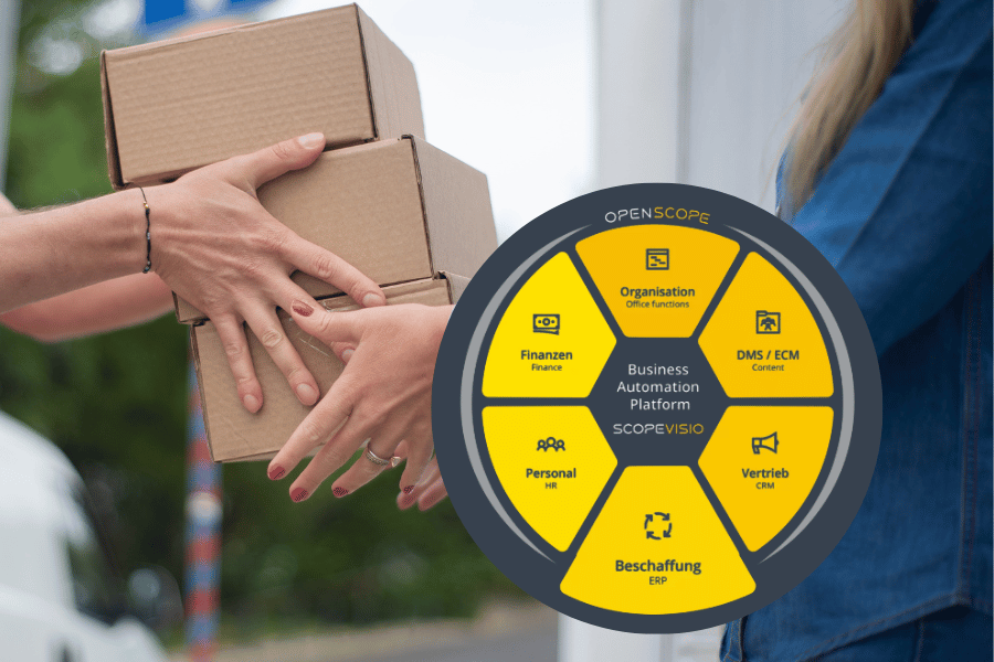 Anlieferung von Waren am Hotel: Übergabe von Paketen