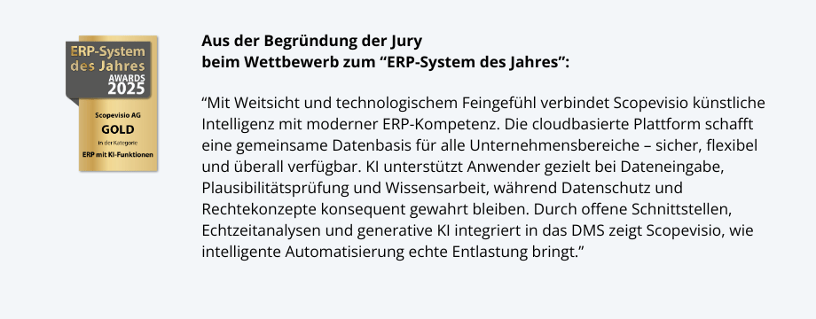 ERP System des Jahres Jury Begründung Auszug