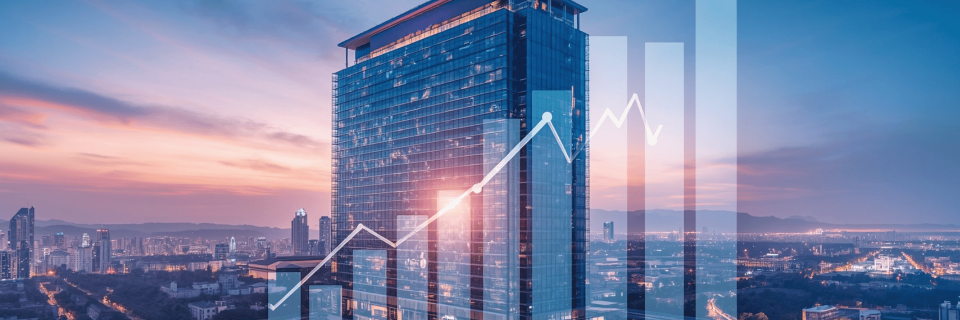 Hotelansicht mit überlagerten Statistiken