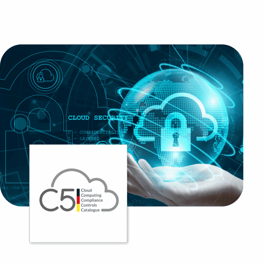 Illustration zur Cloud Sicherheit mit C5-Testat-Grafik