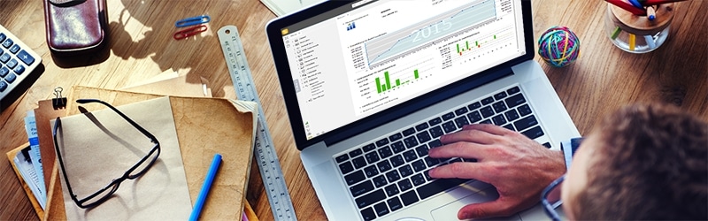 Man Analysis Business Accounting on Laptop