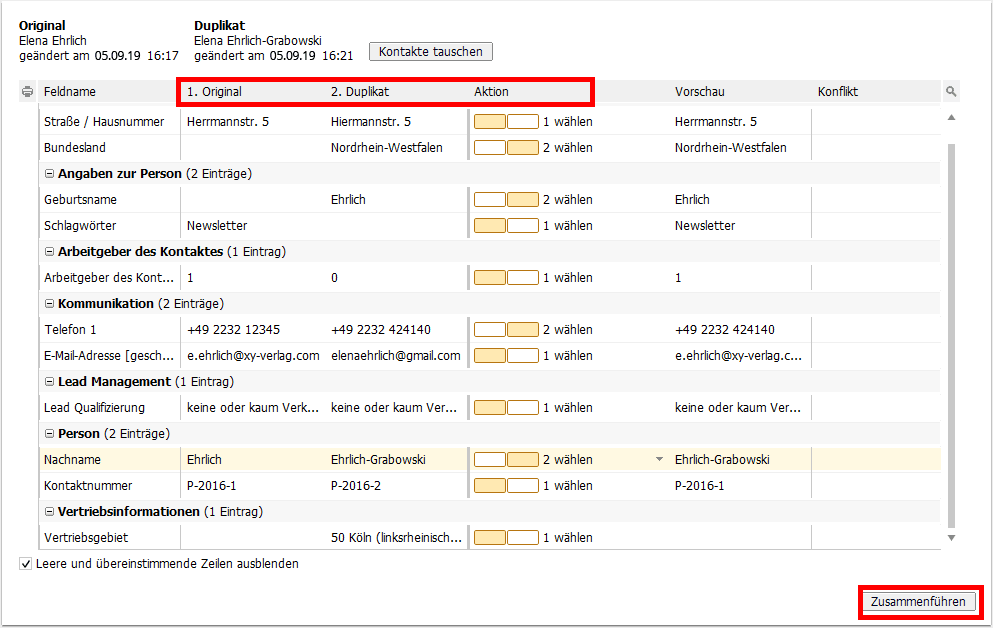 Screenshot Dublettencheck