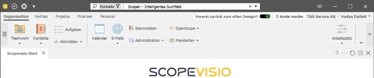 Neues Scopevisio Menüband