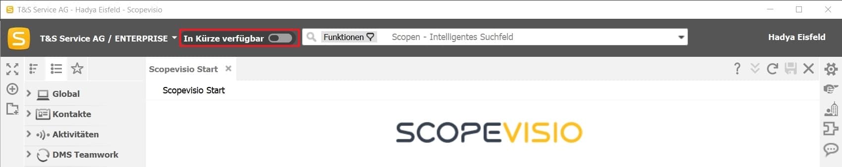 Scopevisio Screenshot Neue GUI testen