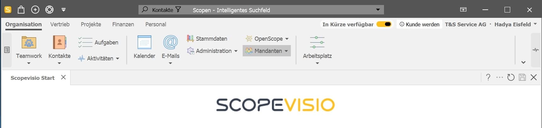 Scopevisio Screenshot neues Menü
