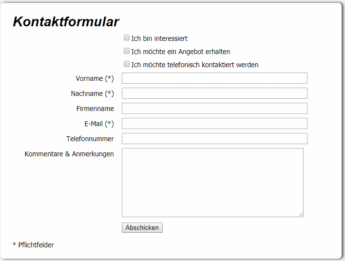 Registrierungsformular für Leadgenerierung