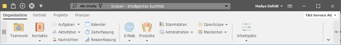 Screenshot Scopevisio Menüband
