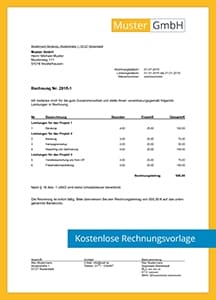 Rechnungsvorlage hne Ausweis der Umsatzsteuer (Kleinunternehmerregelung)