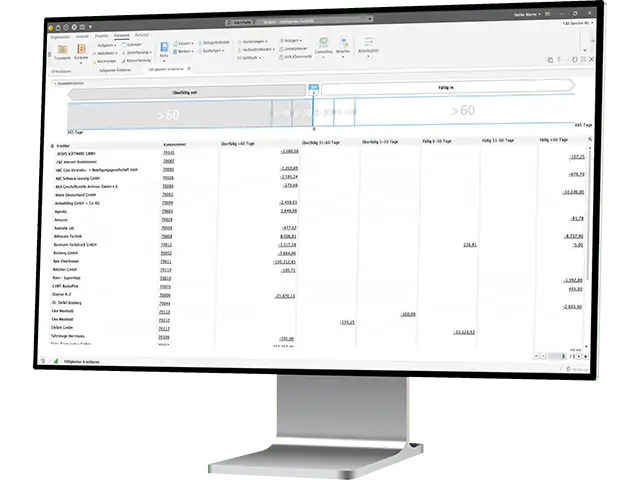 Digitalisieren und automatisieren Sie Ihre Debitoren- und Kreditorenbuchhaltung mit Scopevisio. Vom umfangreichen OP-Management mit moderner Auszifferungsfunktion über die Fälligkeitsdarstellung bis zum integrierte Mahnwesen, erhalten Sie alles vernetzt in einem System. - Header Bild