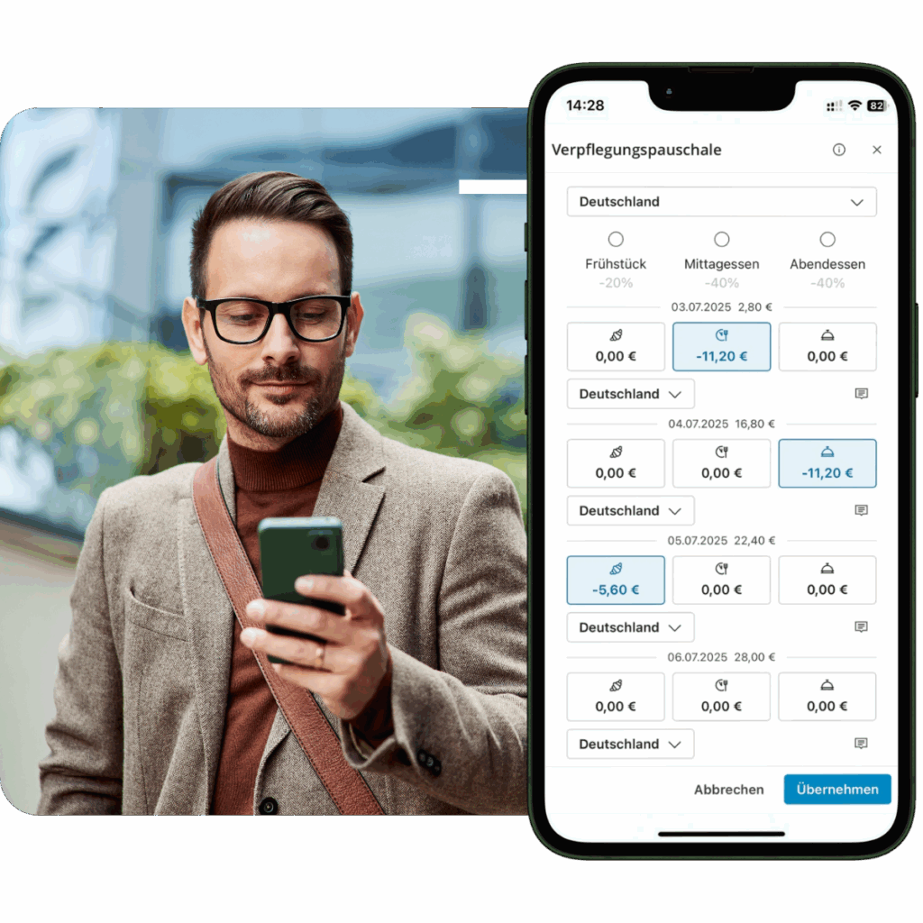 verpflegung mit reisekosten2go automatisch berechnen